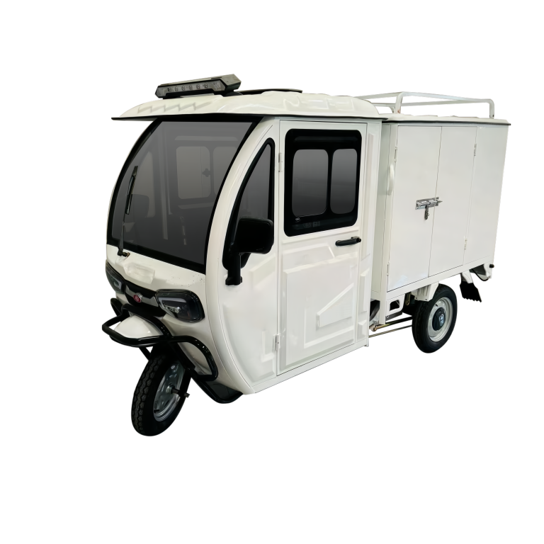 The 1.5m Closed Express Delivery Transport Tricycle redefines urban logistics with its ultra-compact design (2930×1060×1695mm) – the narrowest in-class profile for navigating alleys and restricted zones. Engineered for last-mile efficiency, this COC-certified workhorse features a waterproof, dustproof, and anti-theft cargo compartment, powered by a 60V800W motor (38 km/h top speed) with 45km range. Ideal for couriers navigating dense cities, its modular design supports motor/controller upgrades while the weatherproof cab ensures all-day operational resilience.
