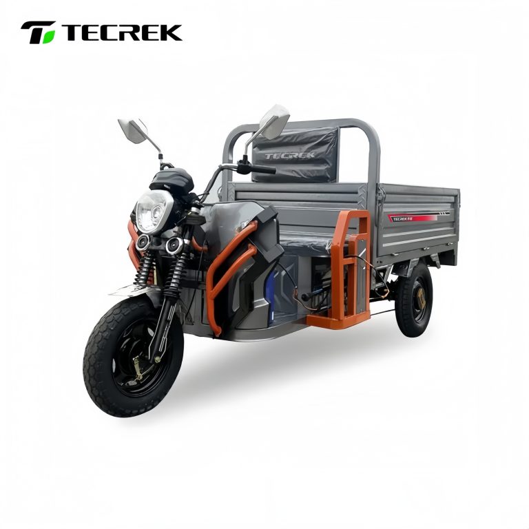 Heavy-duty electric cargo tricycle with 500-600kg load capacity, 1000W motor, 60V/72V battery, and reinforced steel cargo bed for wholesale distribution